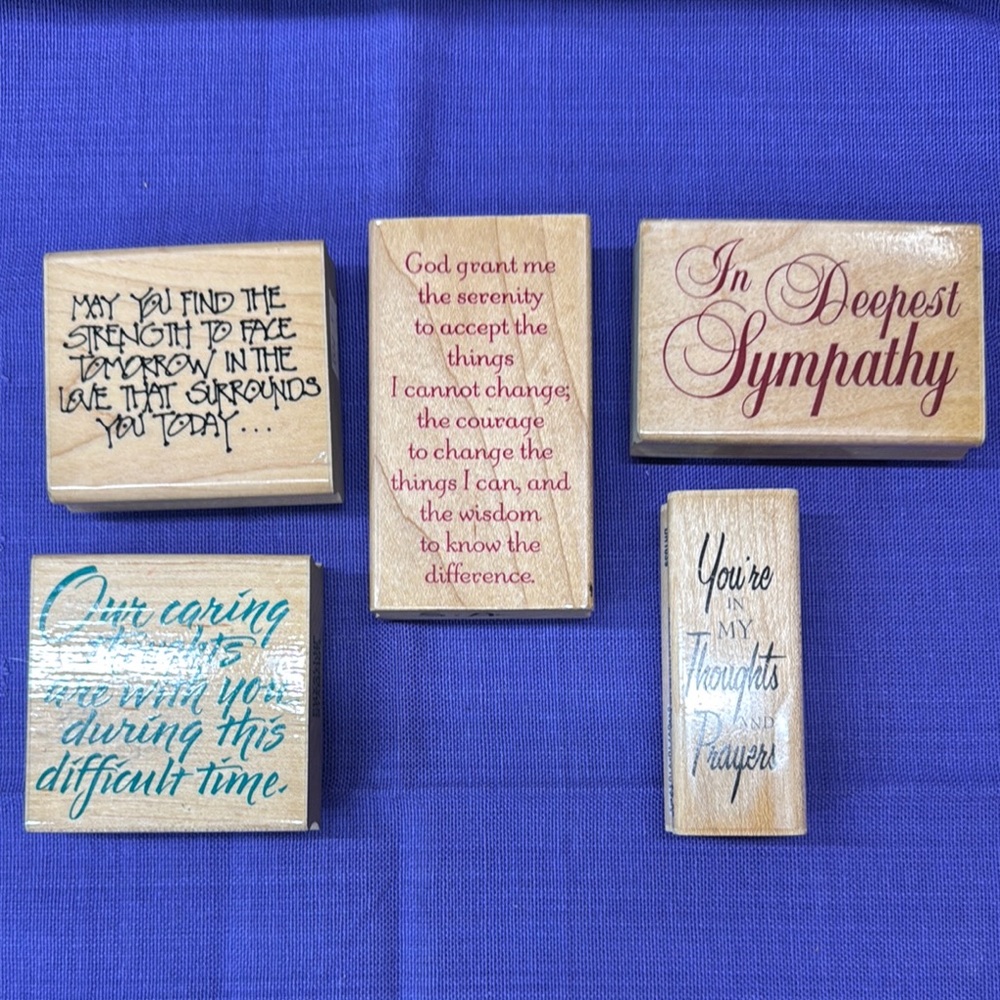 Wooden Sentiment Stamps Set - Natural and Multicolor
